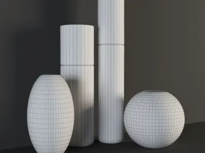 vase623 gold and vases 3D model