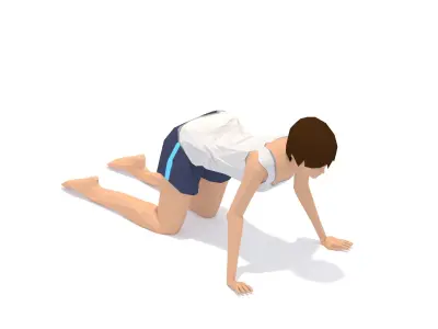 Cow  Yoga Exercise Woman Animation Low-poly 3D model