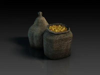 bags of coins Low-poly 3D model