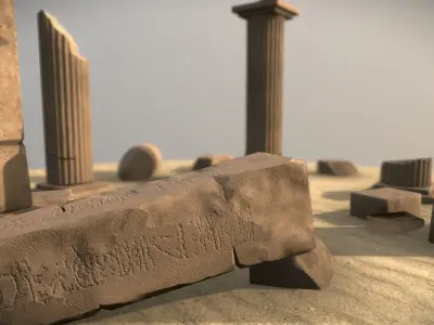  Ancient African Ruins Low poly 3D Model Game Ready Low-poly 3D model