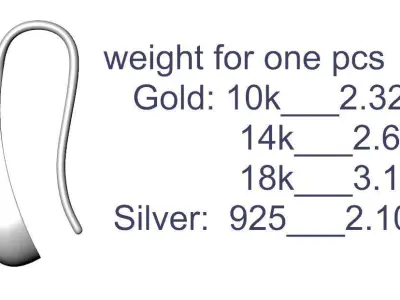 Long Solid Huggie Earrings E 0012 3D print model