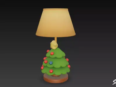 Christmas Tree Table Lamp Low-poly 3D model