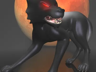 Dark Wolf RIGGED Low-poly 3D model