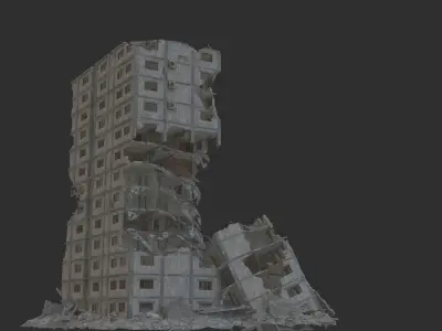 destroyed building Low-poly 3D model