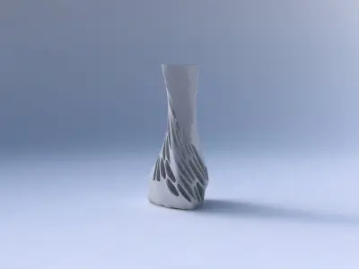 Vase twist puffy triangle with organic lattice half solid 3D print model