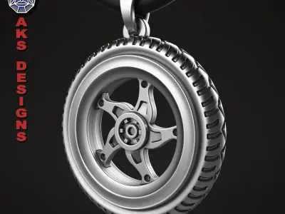  Pendant biker Jewelry tyre version 1 3D print model