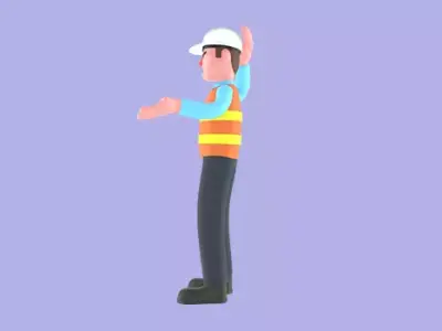 3D Cartoon Male Architect Character-Confused and Frustrated Pose 3D model