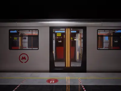Subway Train Metal Blender and UE5 Low-poly 3D model