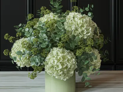 Flower Set 051 Green Hydrangea 3D model