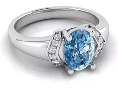 Beautiful female Oval gem ring 3D print model