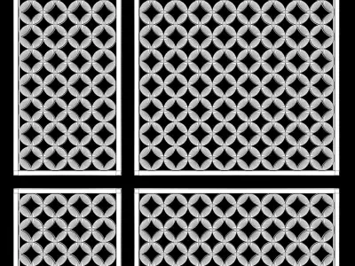 Wood Arabic Islamic pattern decorative grill screen 3D model 8
