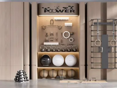 GYM RACK WITH SPORT EQUIPMENT NO2 A 3D model