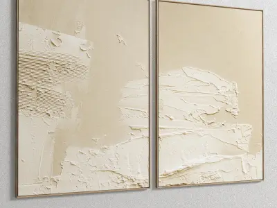 Plaster Two Photo Frame E-16 Low-poly 3D model
