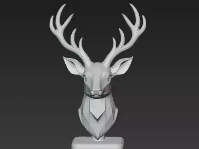 Stylized Fantasy Reindeer Bust  Metallic  3D print model