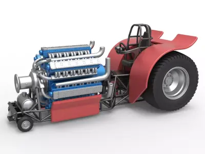 Pulling tractor 42 cylinder Radial engine Scale 1 to 25 3D print model