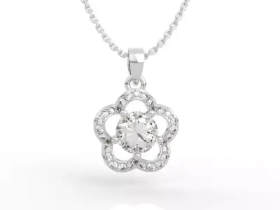 Flower Diamond Pendant Necklace 3D print model