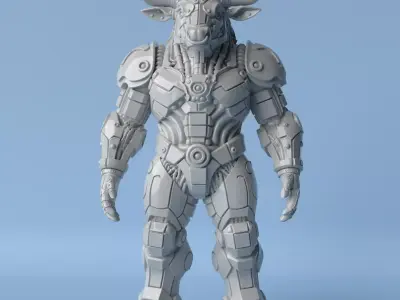 Cyberpunk Minotaur  Full Body Bull Sculpture 3D print model