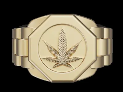 Marijuana ring silver gold jewelry printable 3D model 3D print model