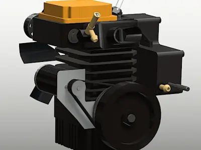 Toyan FS-S100A Four Stroke Model Engine - Mid Poly 3D Model Low-poly 3D model