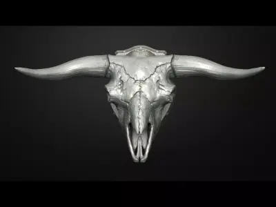 Traditional Bull Scull Scary Bull Scull Decor on wall 3D print model