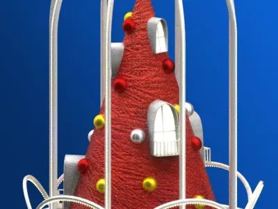 Scarlet Christmas Holiday Props Merry Architecture Low-poly 3D model