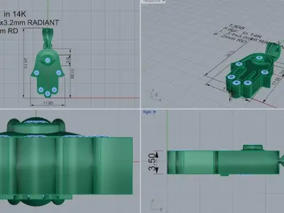 Hamsa Diamond Pendant 1308 3D print model