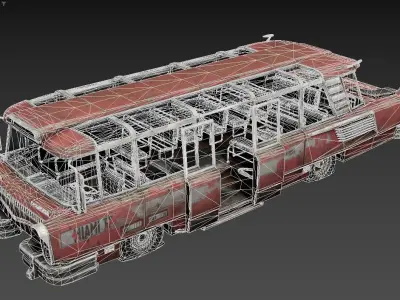 3D model bus of a vintage Low-poly 3D model