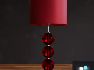 Red Night Table decorative Lamp 3D Model Free 3D model