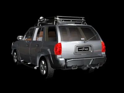 Car obj fbx silver suv with racks Low-poly 3D model