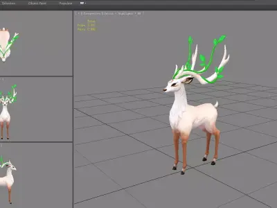 Cartoon Pink Deer Low-poly 3D model