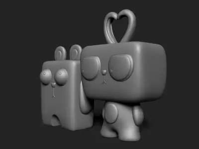 Funny Big-Eyed Rabbit Desktop Decoration Ornaments 3D print model