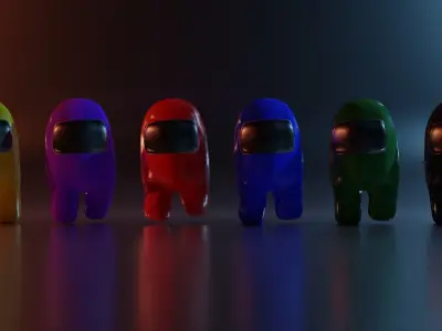 Among Us - All Colored Characters - Rigged Free low-poly 3D model