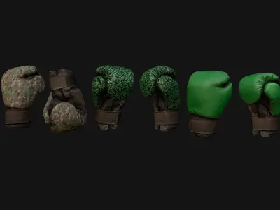 Boxing Gloves Green Military Low-poly 3D model