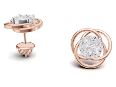 Round Pointer Unique Cluster Diamond Stud For Women 3D print model