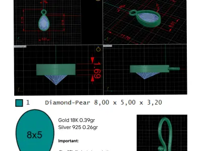 Diamond jewelry earring Coloured Classic E03 3D print model 3D print model