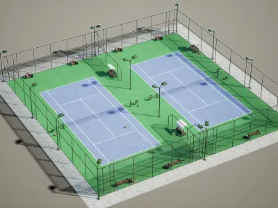 Tennis Court Game Ready UE Low-poly 3D model