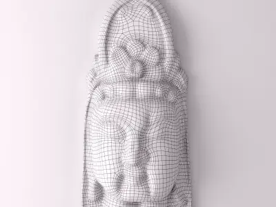 Vintage Wood Quan Yin Head 3D model