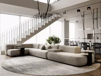 Interior Scene Japandi - 3d Model - Lighting 3D model