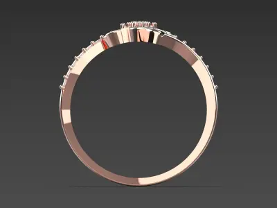 Luxury rose gold ring with flower design diamonds  model jr00111 3D print model