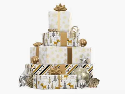 Decorated Christmas gifts 03 3D model