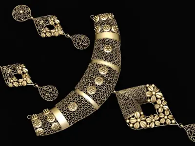 AMEICAN STYLE WEDDING NECKLACE SET 3D PRINTABLE MODEL  3D print model