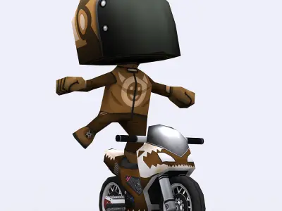 3DRT-Chibii-racers-Sport-bikes character on motorcycle Low-poly 3D model