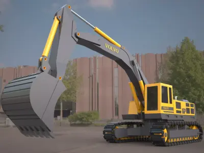  volvo excavator backhoe 3d model 3D model