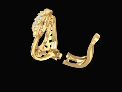 Luxury Diamond Cluster Hoop Earrings for Women 1141 3D print model