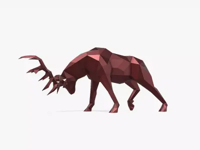 deer fight 3D print model