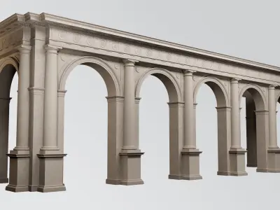 Arch in classical Doric Denticulated order With Pedestal Vignola 3D model