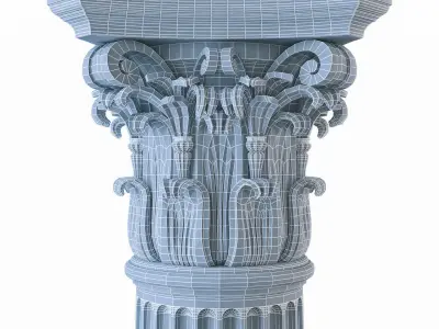 Column with flutes and chapiter of the Corinthian order 3D model