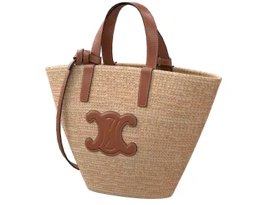 Celine Triomphe Classic Pannier Basket Bag in Raffia Low-poly 3D model