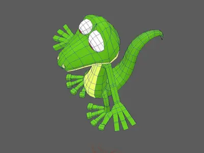 Funny Cartoon Character Lizard Low-poly 3D model