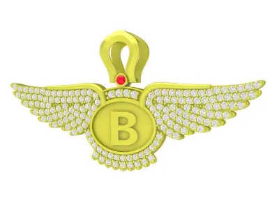 Luxury Letter B Winged Pave Pendant Jewelry 4235 3D print model